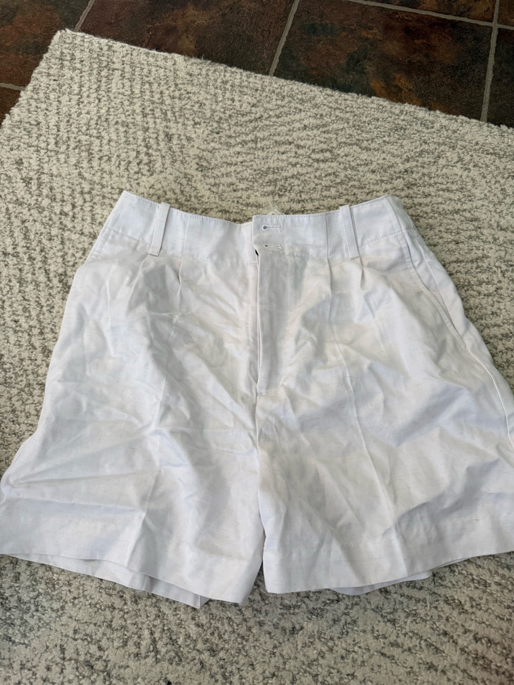 Madewell White Pleated High-Waist Bermuda Shorts